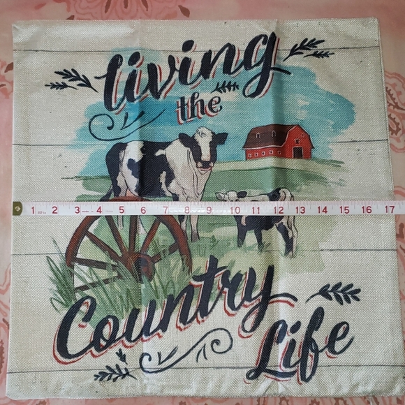 Country Life Pillow Cover. Wagon Wheel. Farm Barn - Picture 8 of 10